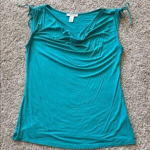 White House Black Market Turquoise Drape Neck Blouse